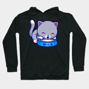 Cute Cat Drink Milk Cartoon Hoodie